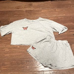 SHEIN 11/12 butterfly crop and shorts set